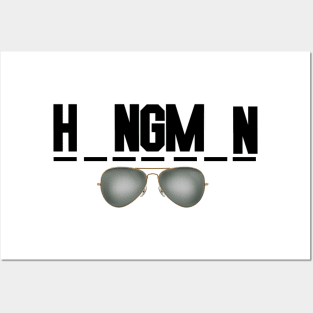 hangman font black with glasses Posters and Art